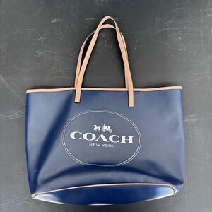 Coach Navy and Tan Tote Bag